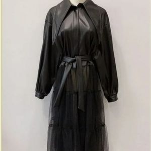 Faux Leather Shirt with attached Tulle